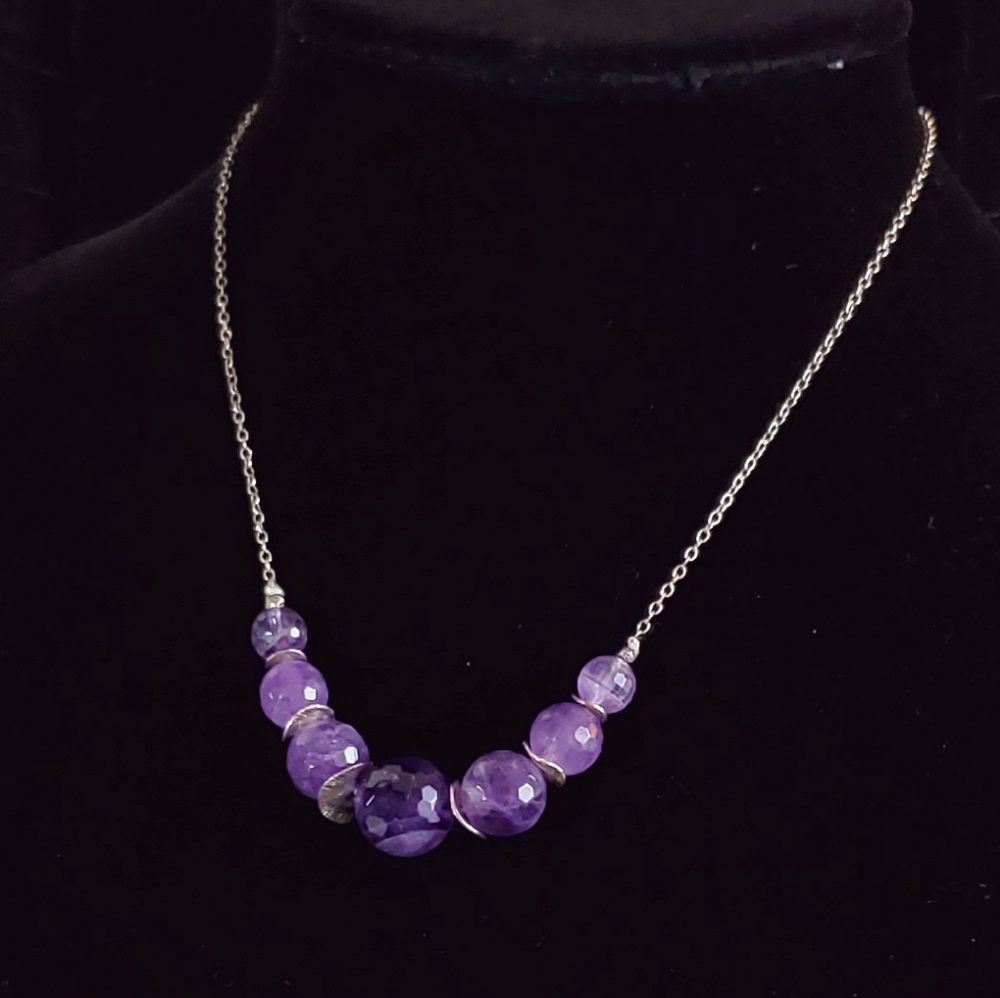 925 Chan Luu Agate Purple Stone Bead Necklace Modern